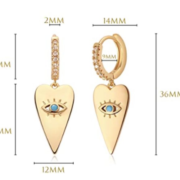 Evil Eye Huggie Hoop Earrings New - Picture 3 of 7